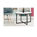 Coffee Table Marble Effect Side Bedside Round Black Metal 70X70 Cm