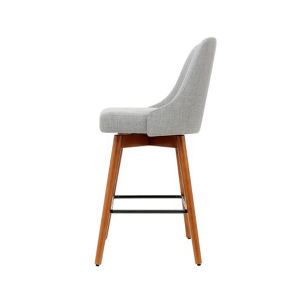 Artiss 2X Wooden Bar Stools Swivel Bar Stool Kitchen Cafe Fabric