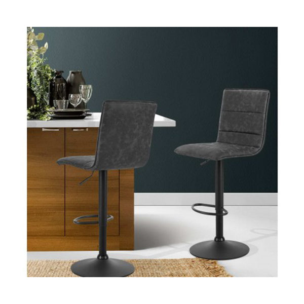 2X Kitchen Bar Stools Lift Chairs Swivel Vintage Leather Coated Legs