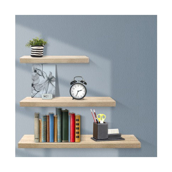 3 Pcs Wall Floating Shelf Set Diy Mount Storage Book Display Rack Oak