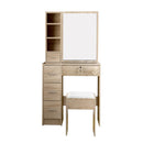Dressing Table Stool Set Slide Mirror Makeup Vanity Drawer Oak