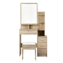 Dressing Table Mirror Stool Set Vanity Makeup Desk Drawer Oak