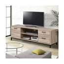 Tv Cabinet Entertainment Unit Industrial Wooden Metal Frame 132 Cm Oak