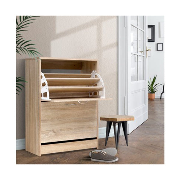 Shoe Cabinet Storage Rack 24 Pairs Organizer Shelf Cupboard Oak
