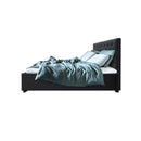 Vila Bed Frame Fabric Gas Lift Storage Charcoal Queen