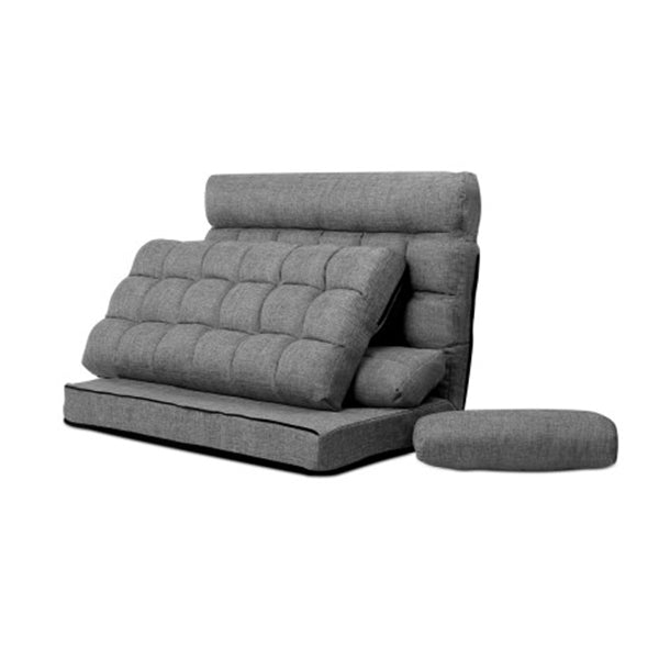 Artiss Lounge Sofa Bed 2 Seater Floor Folding Fabric Grey