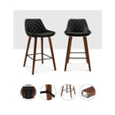 2X Kitchen Bar Stools Wooden Chairs Bentwood Barstool Leather Black