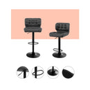 2X Kitchen Bar Stools Gas Lift Chairs Swivel Leather Black Grey