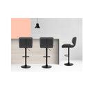 2X Kitchen Bar Stools Gas Lift Chairs Swivel Leather Black Grey