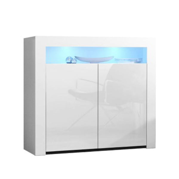Buffet Sideboard Cabinet Led High Gloss Storage Cupboard 2 Doors White