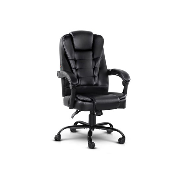 Electric Massage Office Chairs Pu Leather Recliner Black