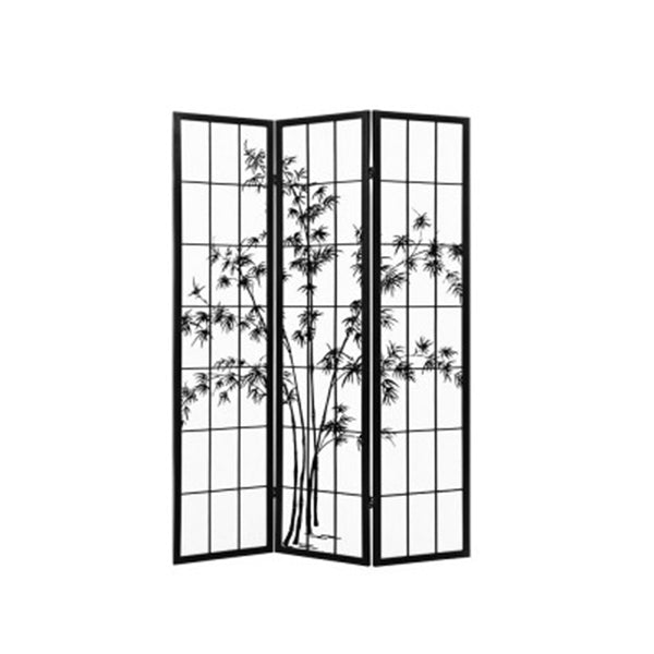 Room Divider Screen Privacy Pine Wood Stand Shoji Bamboo Black White