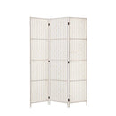Room Divider Screen Privacy Rattan Timber Fold Woven Stand White