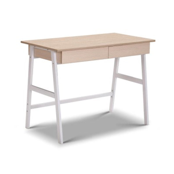 Artiss Metal Desk With Drawer White Oak Top