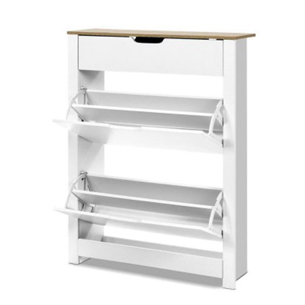 Shoe Cabinet Rack Storage Organizer Shelf Drawer 16 Pairs White