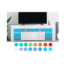 Rgb Led Tv Stand Cabinet Entertainment Unit Gloss Tempered Glass White