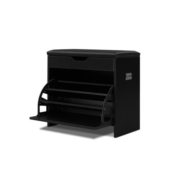 3 Tier Shoe Cabinet Storage Stool Black