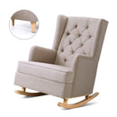 Rocking Armchair Fabric Lounge Recliner Beige