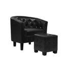 Armchair Lounge Chair Ottoman Tub Accent Chairs Pu Leather Sofa Black