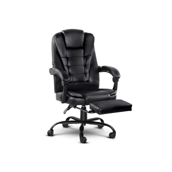 Electric Massage Office Chairs Recliner Footrest Black