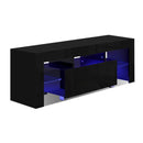Tv Cabinet Entertainment Unit Stand Rgb Led Gloss 130 Cm Black
