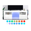 145 Cm Rgb Led Tv Stand Cabinet Entertainment Unit Gloss Glass White