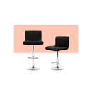 Artiss 2X Leather Bar Stools Kitchen Black Lana Gas Lift Swivel