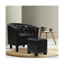 Armchair Lounge Chair Ottoman Tub Accent Chairs Pu Leather Sofa Black