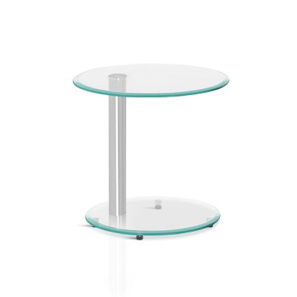 Artiss Side Coffee Table Furniture Oval Tempered Glass Top 2 Tier