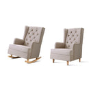 Rocking Armchair Fabric Lounge Recliner Beige