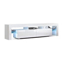Rgb Led Tv Stand Cabinet Entertainment Unit Gloss Tempered Glass White