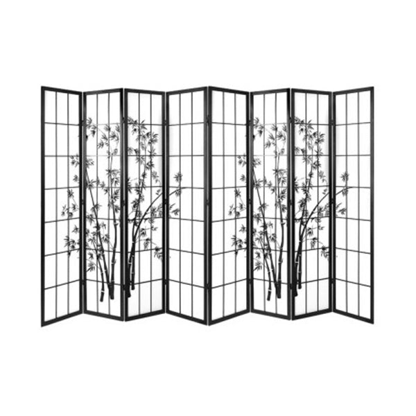Room Divider Screen Privacy Pine Wood Stand Shoji Bamboo Black White