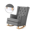 Rocking Armchair Feeding Chair Linen Fabric Lounge Retro Grey