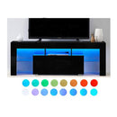 Tv Cabinet Entertainment Unit Stand Rgb Led Gloss 130 Cm Black