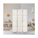 Room Divider Screen Privacy Rattan Timber Fold Woven Stand White