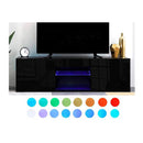 130 Cm Rgb Led Tv Stand Cabinet Entertainment Unit Gloss Black