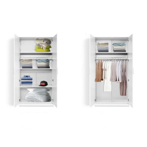 Multi Purpose Cupboard 2 Door 180Cm Wardrobe Kitchen Cabinet White