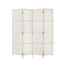 Room Divider Screen Privacy Rattan Timber Fold Woven Stand White
