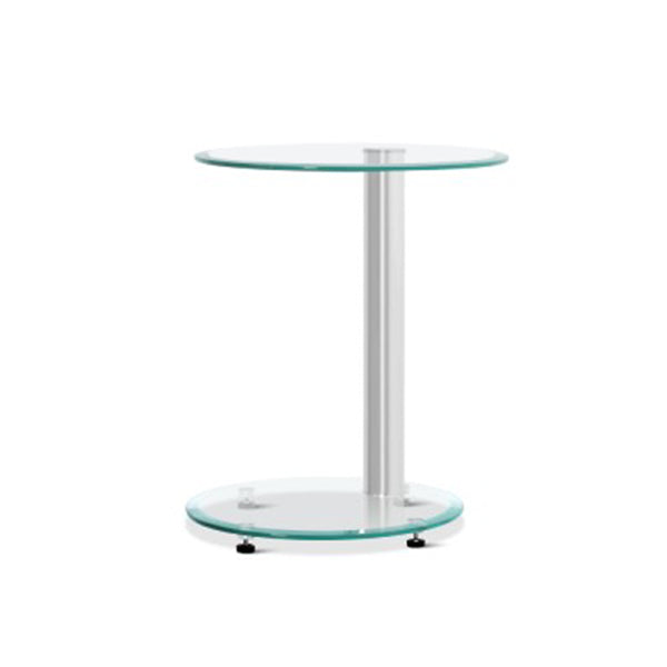Artiss Side Coffee Table Furniture Oval Tempered Glass Top 2 Tier