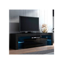 Tv Cabinet Entertainment Unit Stand Rgb Led Gloss 130 Cm Black