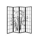 Room Divider Screen Privacy Pine Wood Stand Shoji Bamboo Black White