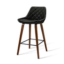 2X Kitchen Bar Stools Wooden Chairs Bentwood Barstool Leather Black