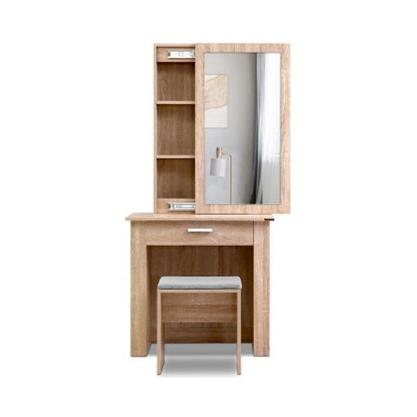 Dressing Table Mirror Stool Mirror Jewelry Cabinet Makeup Storage Wood