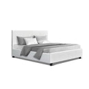 Bed Frame Base Mattress Platform White Leather Wooden Neo