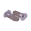 UGG Sheepskin Leather Fur Trim Gloves Grey Womens (Carrie)