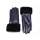 UGG Sheepskin Leather Gloves Navy Womens Chloe