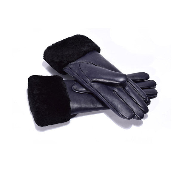 UGG Sheepskin Leather Gloves Navy Womens Chloe