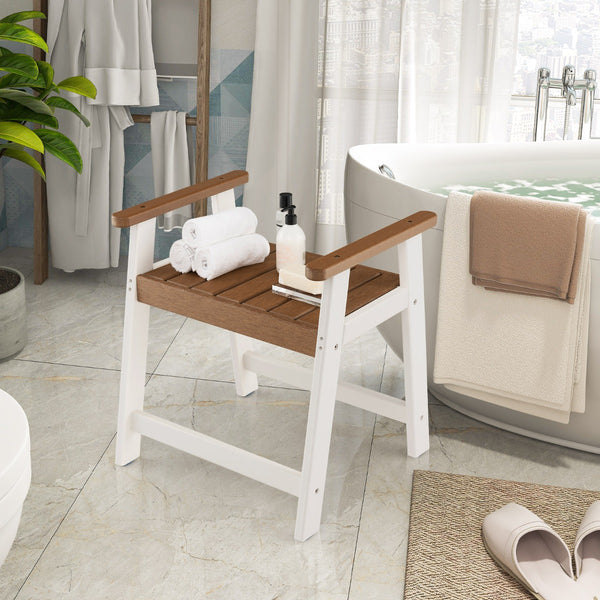 Waterproof Shower Bench with Arms for Indoor Outdoor Use