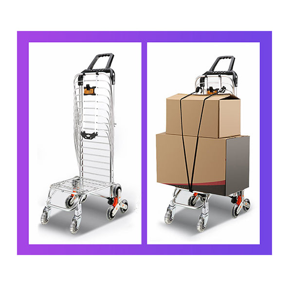 Foldable Shopping Cart Trolley Stainless Steel Basket Luggage Grocery Portable