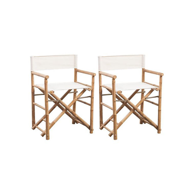 Folding Directors Chair 2 Pcs Bamboo And Canvas